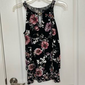 WHBM Sleeveless 2 Layer Top with Pleated Detail